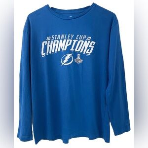 NHL Fanatics Tampa Bay LIGHTNING Long Sleeve Shirt Mens L  Blue STANLEY CUP 2020